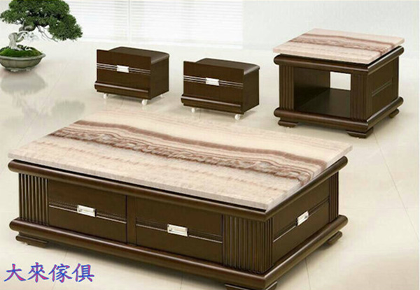 U23-683-101紅龍石面實木大小茶几