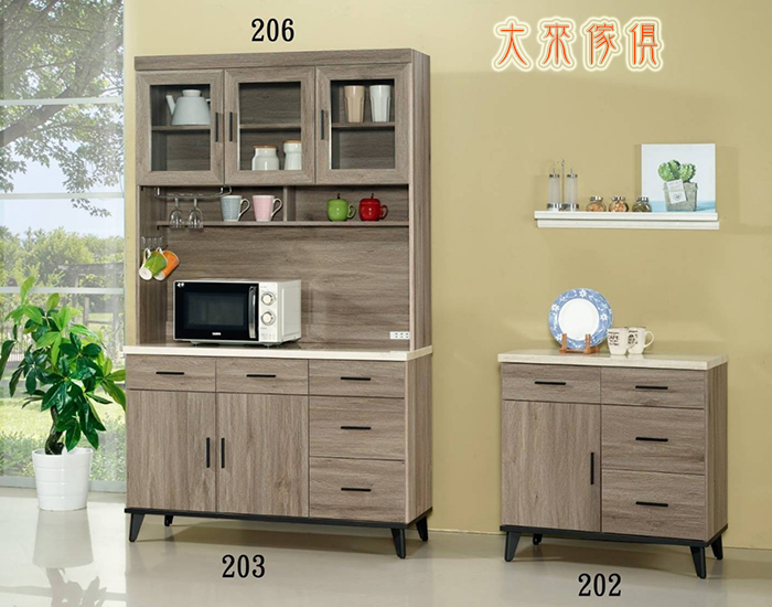 U12-672-301灰橡木色餐櫃（多款）