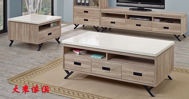 358-101石面原切橡木茶几